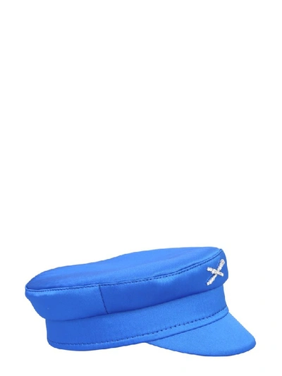 Shop Ruslan Baginskiy Logo Embellished Baker Boy Hat In Blue