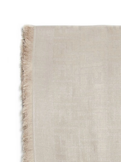 Shop Fendi Ff Monogram Scarf In Beige