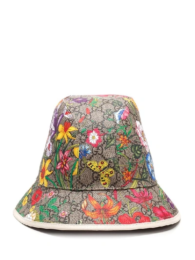 Shop Gucci Gg Flora Fedora In Multi