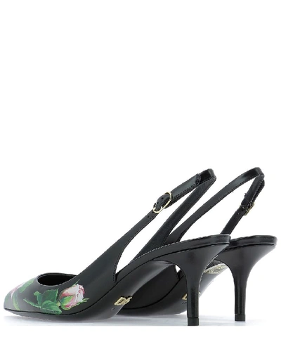 Shop Dolce & Gabbana Floral Slingback Pumps In Black