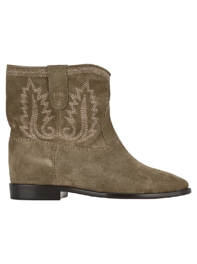 Shop Isabel Marant Crisi Embroidered Ankle Boots In Brown