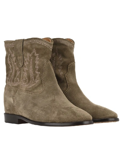 Shop Isabel Marant Crisi Embroidered Ankle Boots In Brown