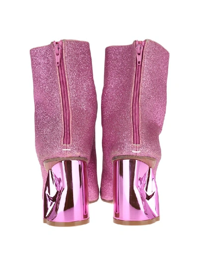 Shop Maison Margiela Glittered Ankle Boots In Pink