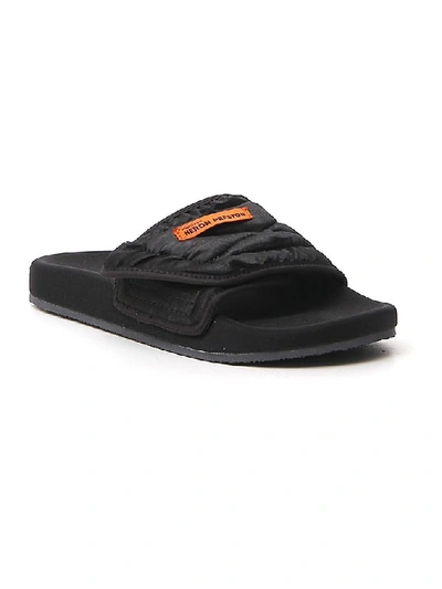 Shop Heron Preston Velcro Slides In Black