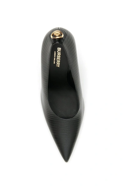 Shop Burberry Stud Detail Embossed Point In Black