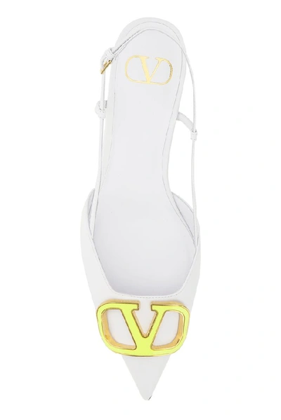 Shop Valentino Vlogo Slingback Ballet Flats In White