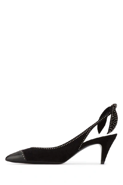 Shop Saint Laurent Charlotte Studded Slingback Pumps In Black