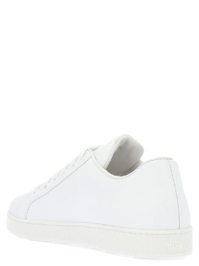 Shop Prada Logo Print Sneakers In White