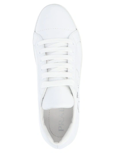 Shop Prada Logo Print Sneakers In White