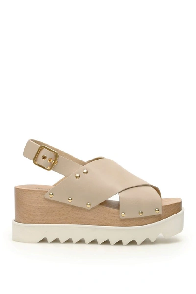 Shop Stella Mccartney Elyspe Platform Sandals In Beige