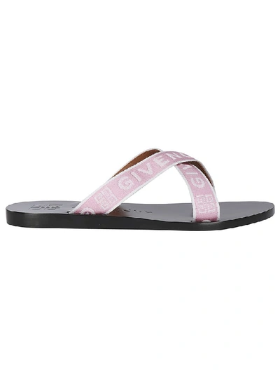 Shop Givenchy Logo Crossover Strap Sandals In Pink