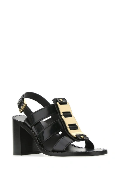 Shop Prada Block Heel Ankle Strap Sandals In Black