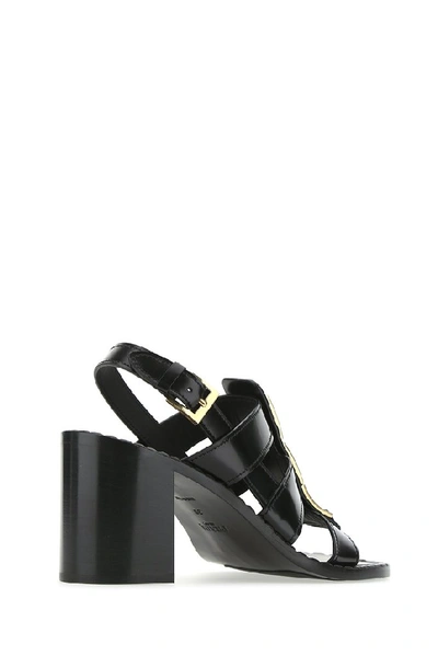 Shop Prada Block Heel Ankle Strap Sandals In Black