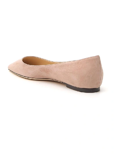 Shop Jimmy Choo Romy Suede Flat Shoes In Pink