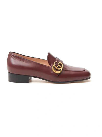 Shop Gucci Gg Marmont Loafers In Red