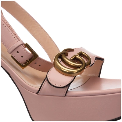 Shop Gucci Double G Platform Sandals In Pink