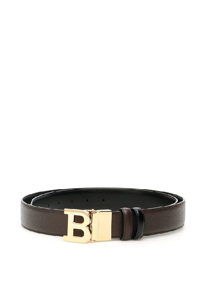 Shop Bally Embossed B Buckle Belt In Brown