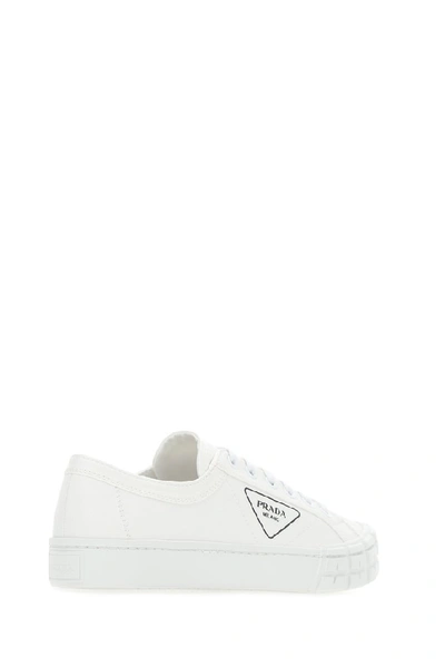 Shop Prada Wheel Vulcanizzato Sneakers In White