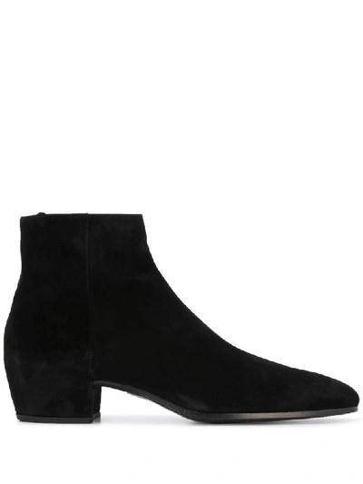 Shop Saint Laurent Zipped Ankle Boots In Black