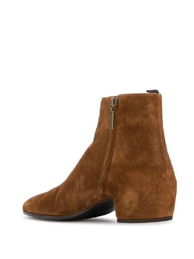 Shop Saint Laurent Zipped Ankle Boots In Brown