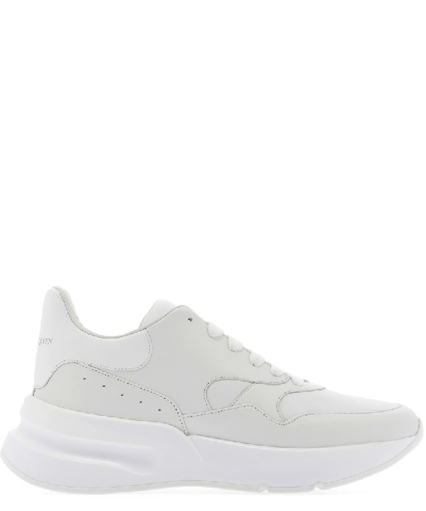 alexander mcqueen white and black runner leather sneakers