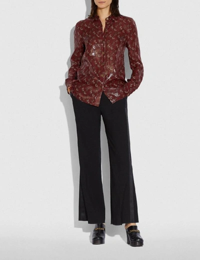 Shop Coach Lunar New Year Horse And Carriage Print Shirt In Color<lsn_delimiter>red.