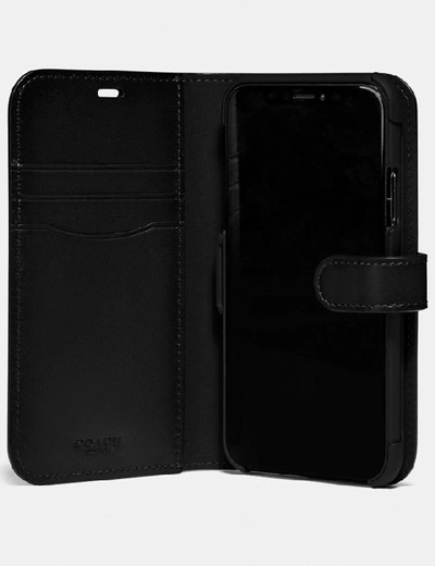 Shop Coach Iphone X/xs Folio In Signature Canvas In Charcoal