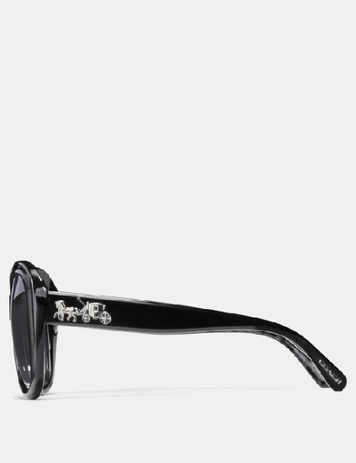 Shop Coach Horse And Carriage Soft Square Sunglasses In Black/black Gunmetal Sig C