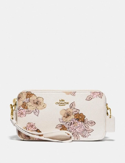 Shop Coach Kira Crossbody With Floral Bouquet Print - Women's In Brass/chalk