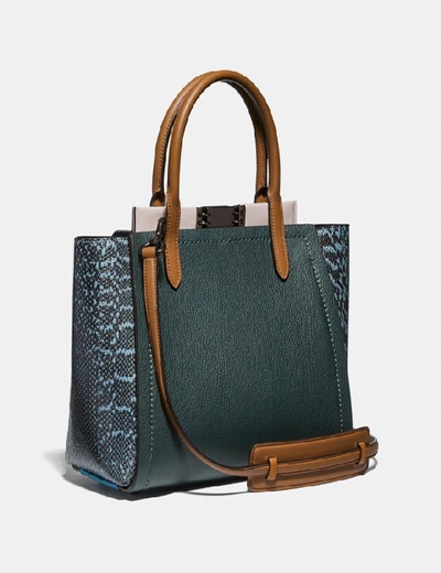 Shop Coach Troupe Tote With Colorblock Snakeskin Detail In V5/pne Grn Aurora Multi