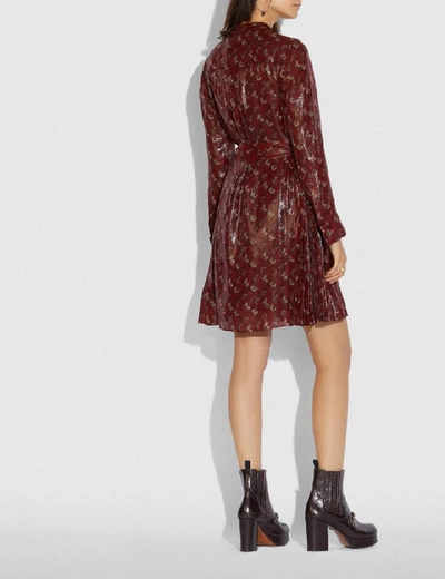 Shop Coach Lunar New Year Horse And Carriage Print Pleated Shirt Dress - Women's In Burgundy/red