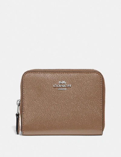 Shop Coach Small Zip Around Wallet In Color<lsn_delimiter>light Antique Nickel/taupe