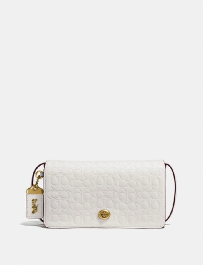 Shop Coach Dinky In Signature Leather - Women's In Chalk/brass