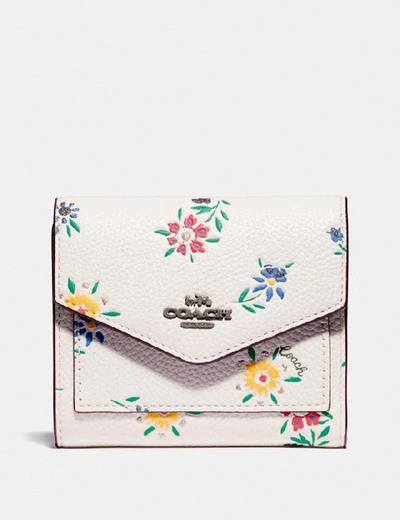 Shop Coach Small Wallet With Wildflower Print In V5/chalk