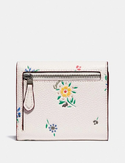 Shop Coach Small Wallet With Wildflower Print In V5/chalk