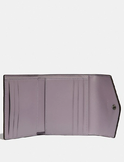 Shop Coach Small Wallet With Heritage Floral Print - Women's In Pewter/soft Lilac Multi