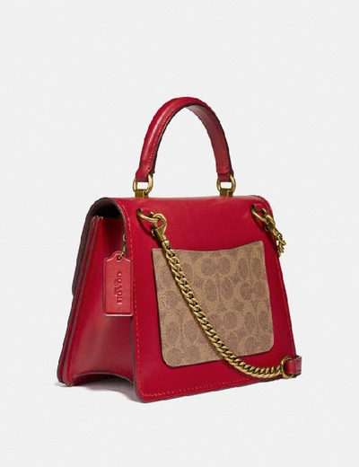 Shop Coach Parker Top Handle In Signature Canvas In B4/tan Red Apple