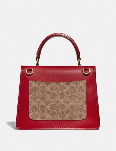 Shop Coach Parker Top Handle In Signature Canvas In B4/tan Red Apple