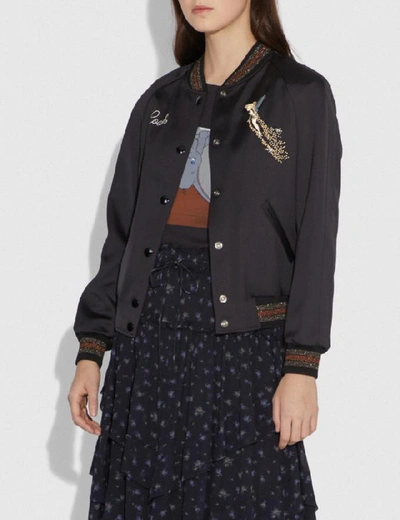 Shop Coach Disney X  Reversible Varsity Jacket In Black