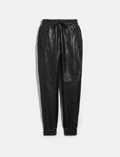 Shop Coach Leather Jogger In Black