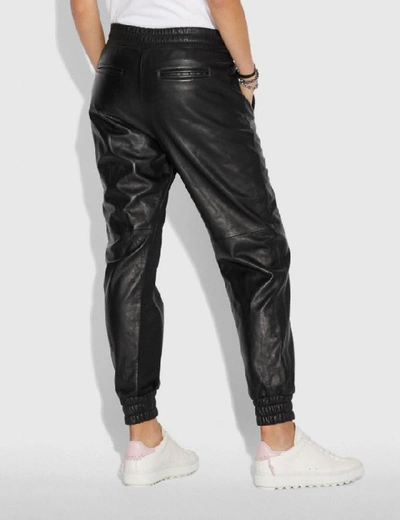 Shop Coach Leather Jogger In Black