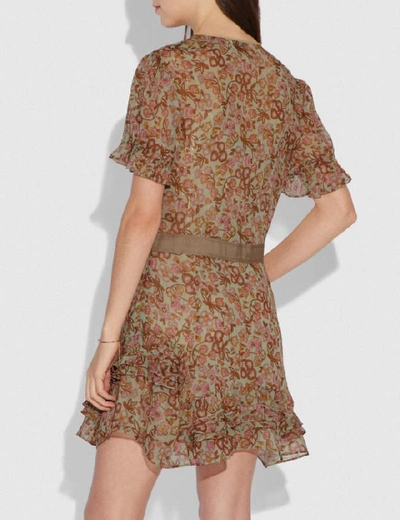 Shop Coach Retro Floral Print Dress - Women's In Brown/pink