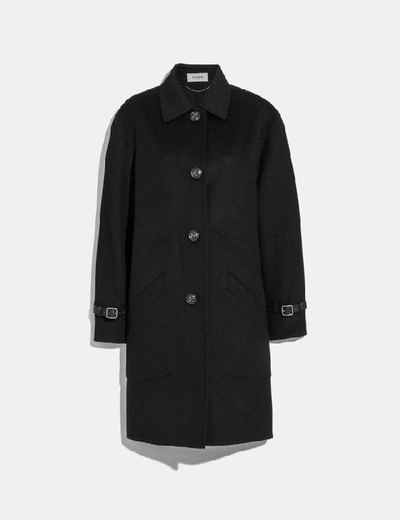 Shop Coach Wool Coat In Black