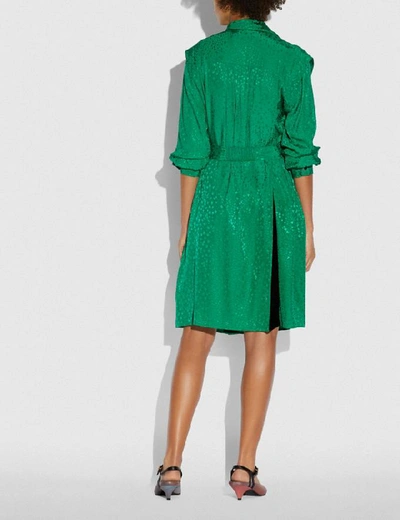 Shop Coach Architectural Drape Belted Dress In Green