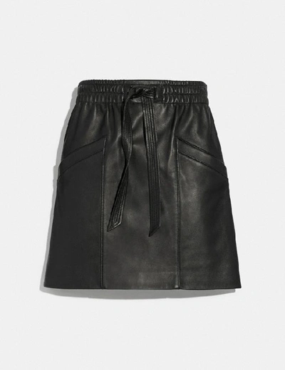 Shop Coach Leather Skirt - Women's In Black