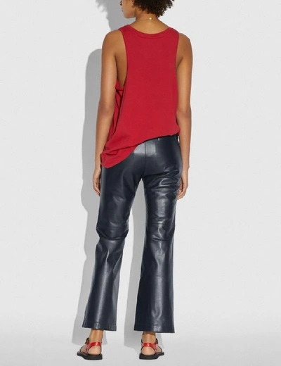 Shop Coach Leather Pants In Navy