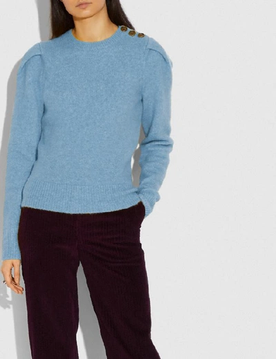 Shop Coach Full Sleeve Crewneck Sweater - Women's In Blue