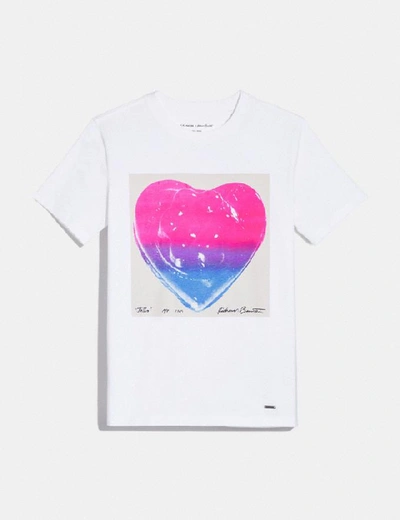 Shop Coach X Richard Bernstein Pink And Blue Jello Heart T-shirt - Women's In White