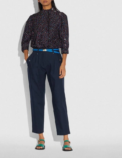 Shop Coach Pleated Trousers In Color<lsn_delimiter>navy