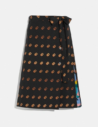 Shop Coach Print Wrap Skirt In Color<lsn_delimiter>black/orange